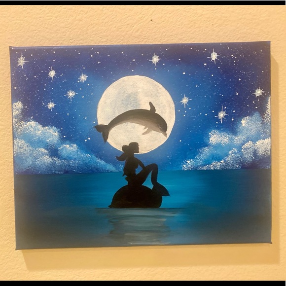 Mermaid and dolphin painting